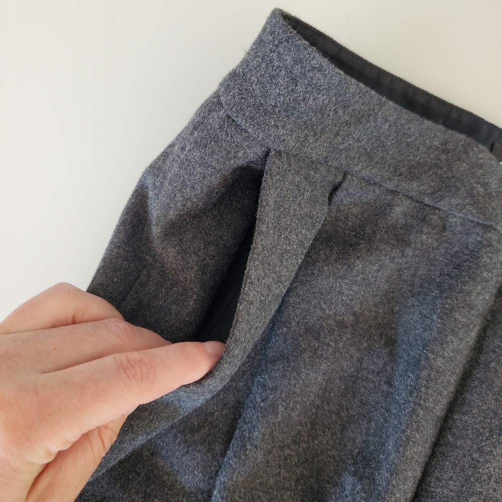 Kate Spade 0 Saturday Pleated Pants Officewear Speckled Dark Grey Wool Trousers - Picture 7 of 16